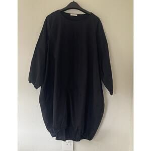LOVE IN Voluminous Long Sleeve Poplin Dress Black Size Large